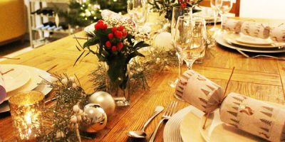 Christmas table with crackers